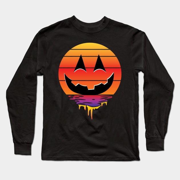 Pumpkin Face Sunset Long Sleeve T-Shirt by Shawnsonart